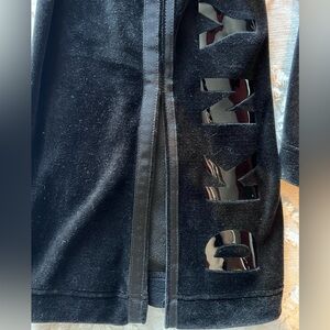 DKNY PANTS, WIDE LEG, SIZE XS, BLACK, VELOUR, USED, GOOD CONDITION